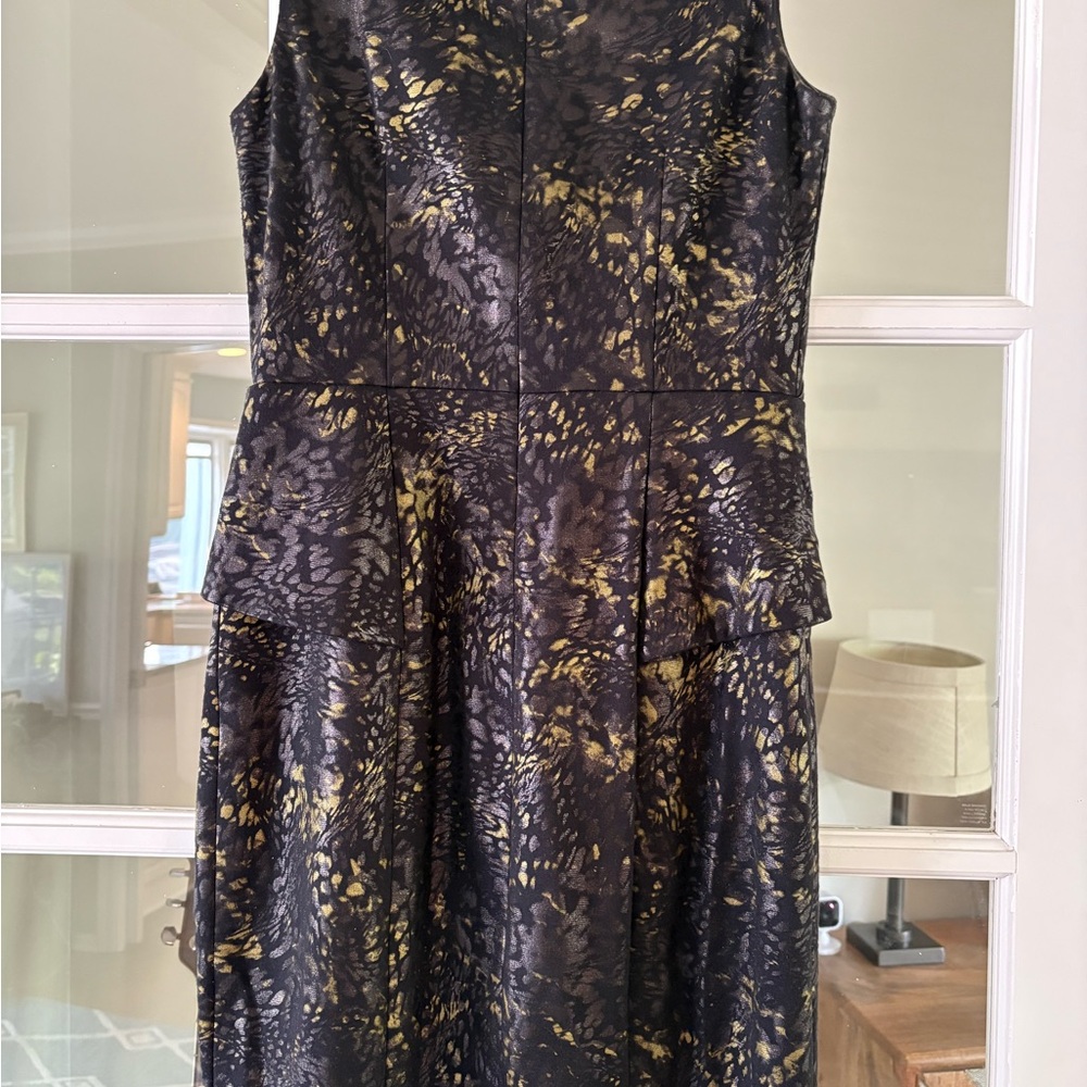 Cynthia Steffe Black and Gold Midi Dress